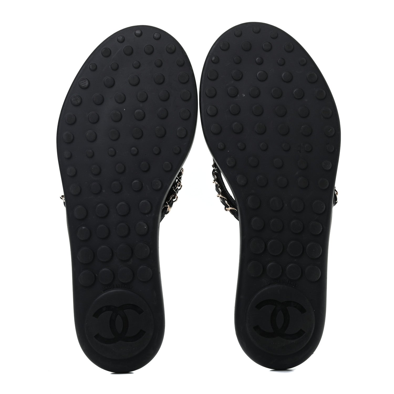 Chanel Lambskin CC Chain Thong Sandals 38 Black 5 of 8