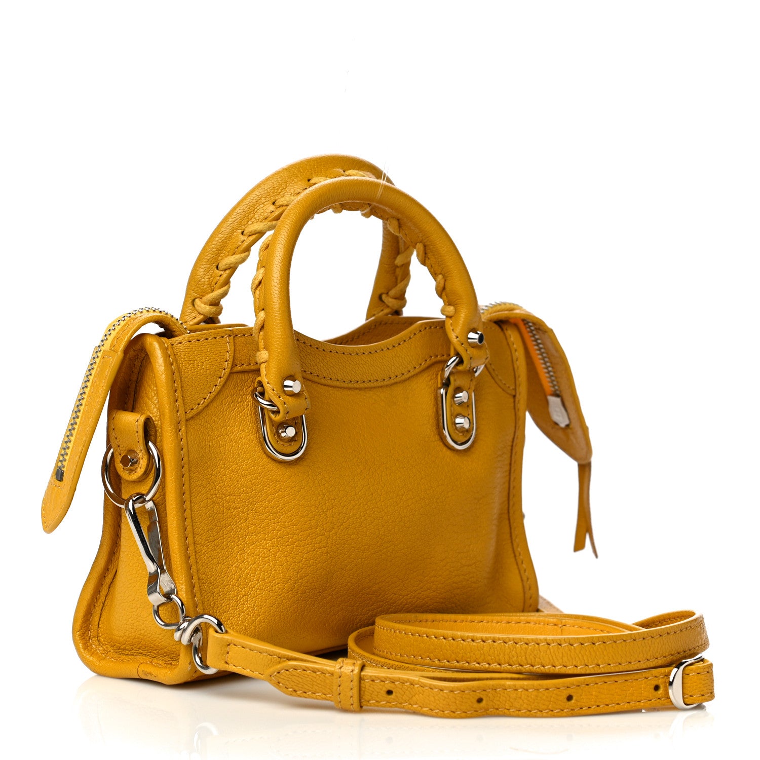 Balenciaga Chevre Silver Metallic Edge Hardware Nano City Jaune Epi 3 of 20
