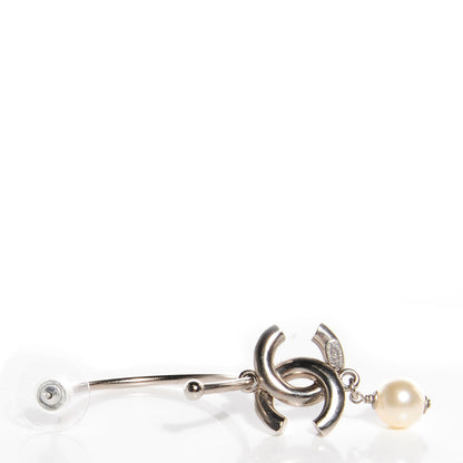 Chanel Enamel Crystal Pearl CC Earrings Silver 2 of 4