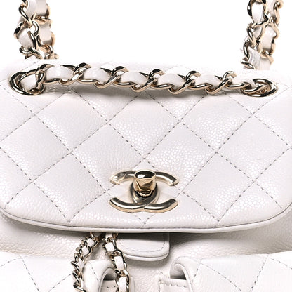 Chanel Shiny Caviar Quilted Small Duma Pockets Drawstring Backpack White 8 of 11