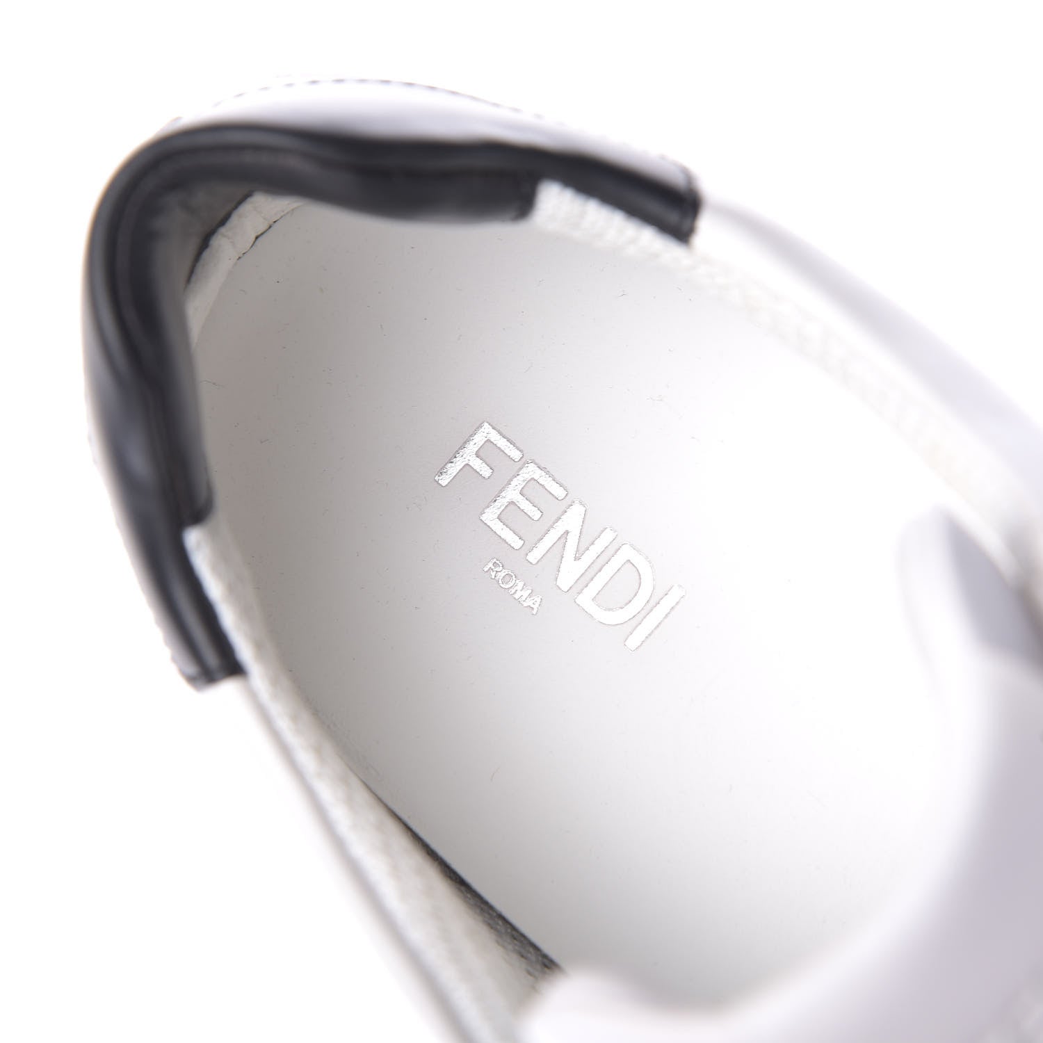 Fendi Calfskin Fabric Jacquard FF Mens Low Top Sneakers 7.5 White Black 7 of 10