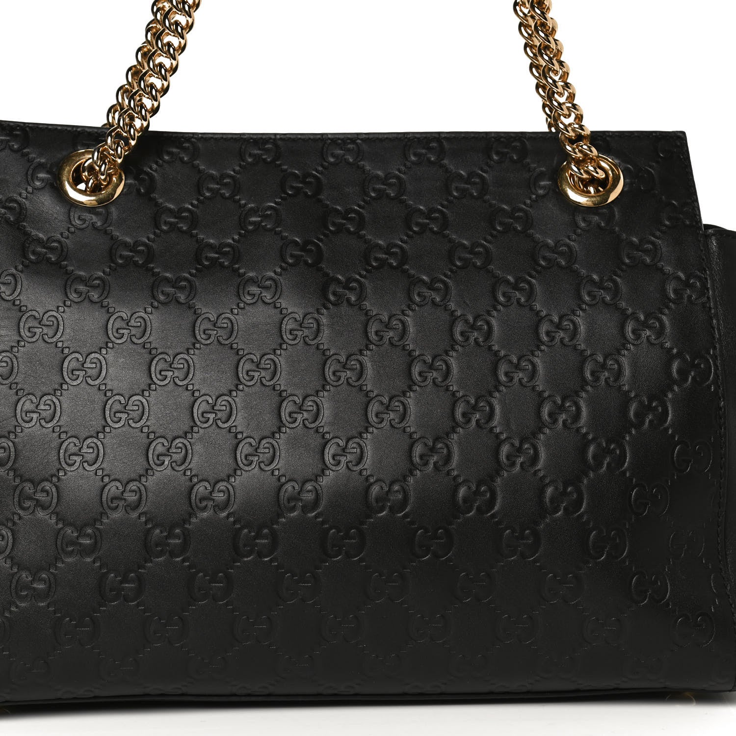 Gucci Guccissima Signature Medium Shoulder Tote Bag Black 9 of 13