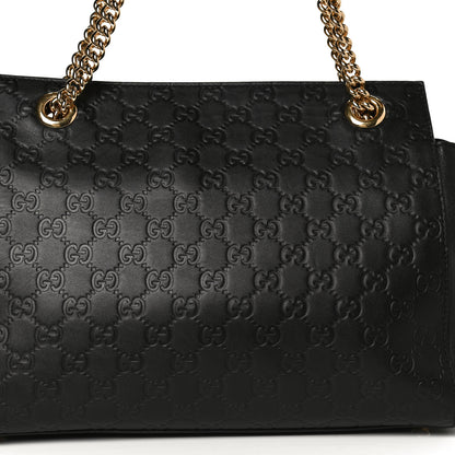 Gucci Guccissima Signature Medium Shoulder Tote Bag Black 9 of 13