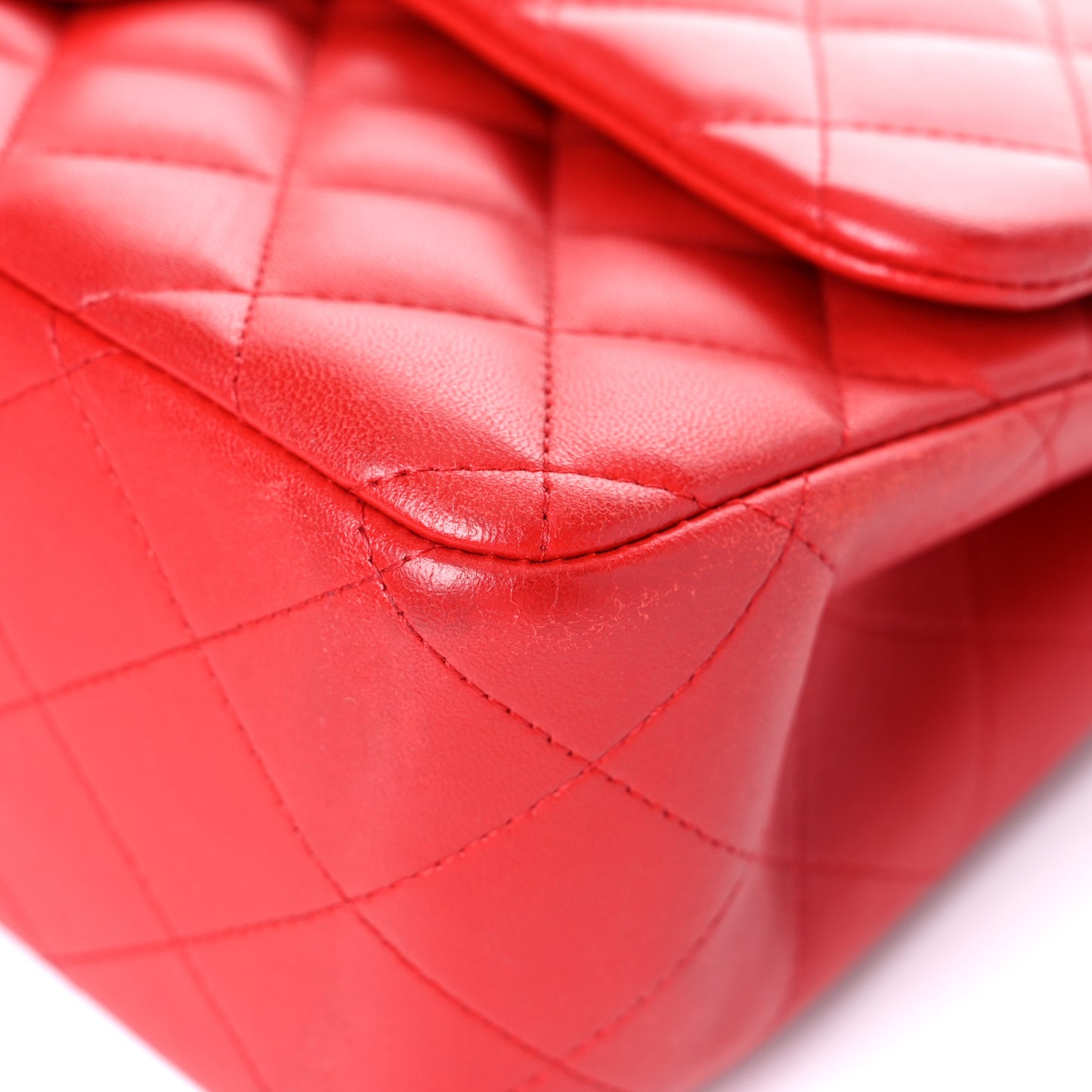Lambskin Quilted Jumbo Double Flap Red