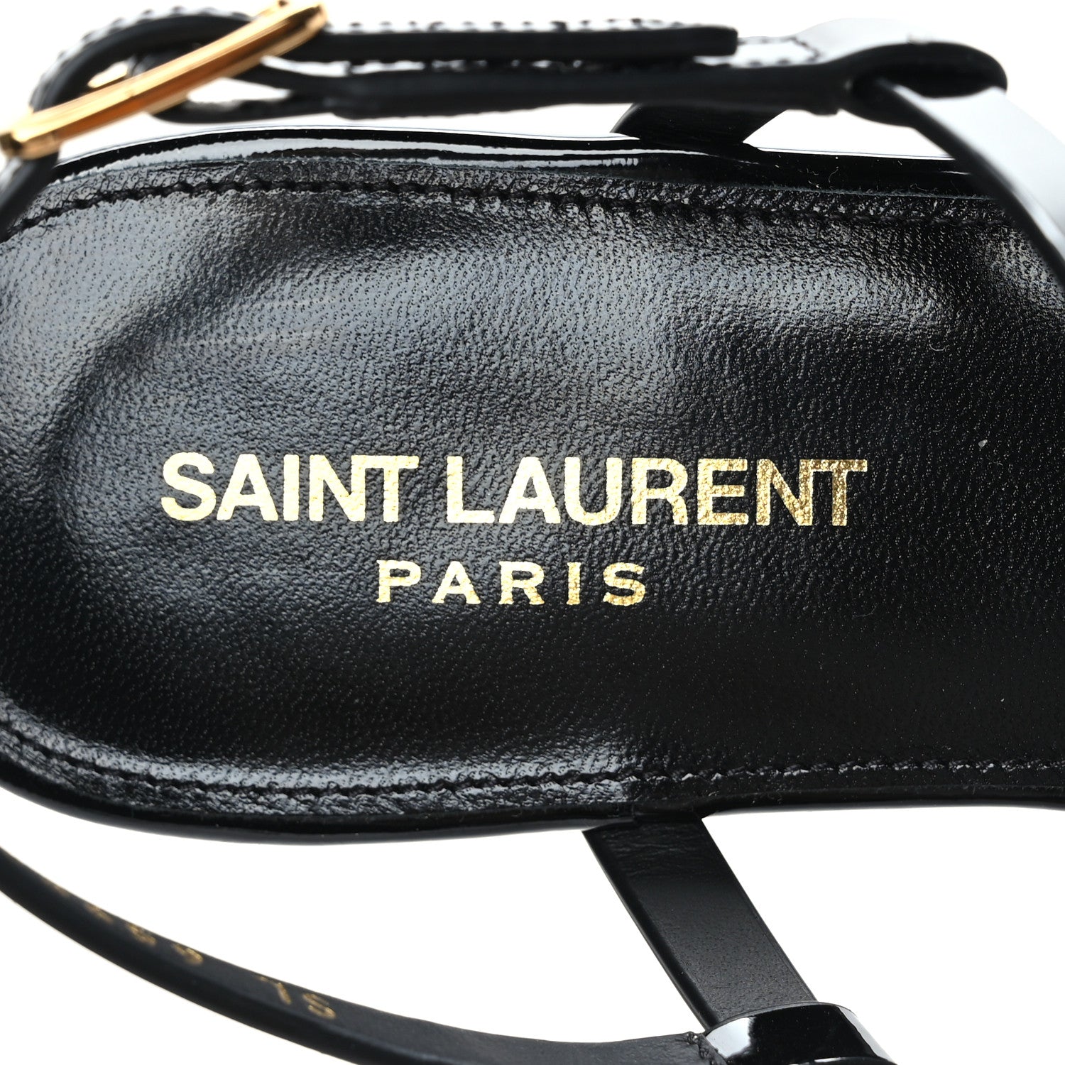 Saint Laurent Patent Calfskin Cassandra Monogram Sandals 37.5 Black 7 of 8