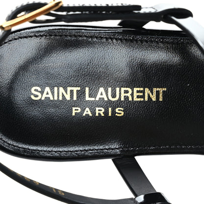 Saint Laurent Patent Calfskin Cassandra Monogram Sandals 37.5 Black 7 of 8