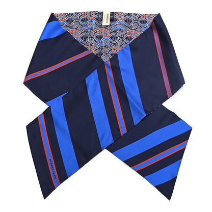 Hermes Silk Cachemire Et Rayure Maxi Twilly Cut Bleu Roy Marine Orange 1 of 4