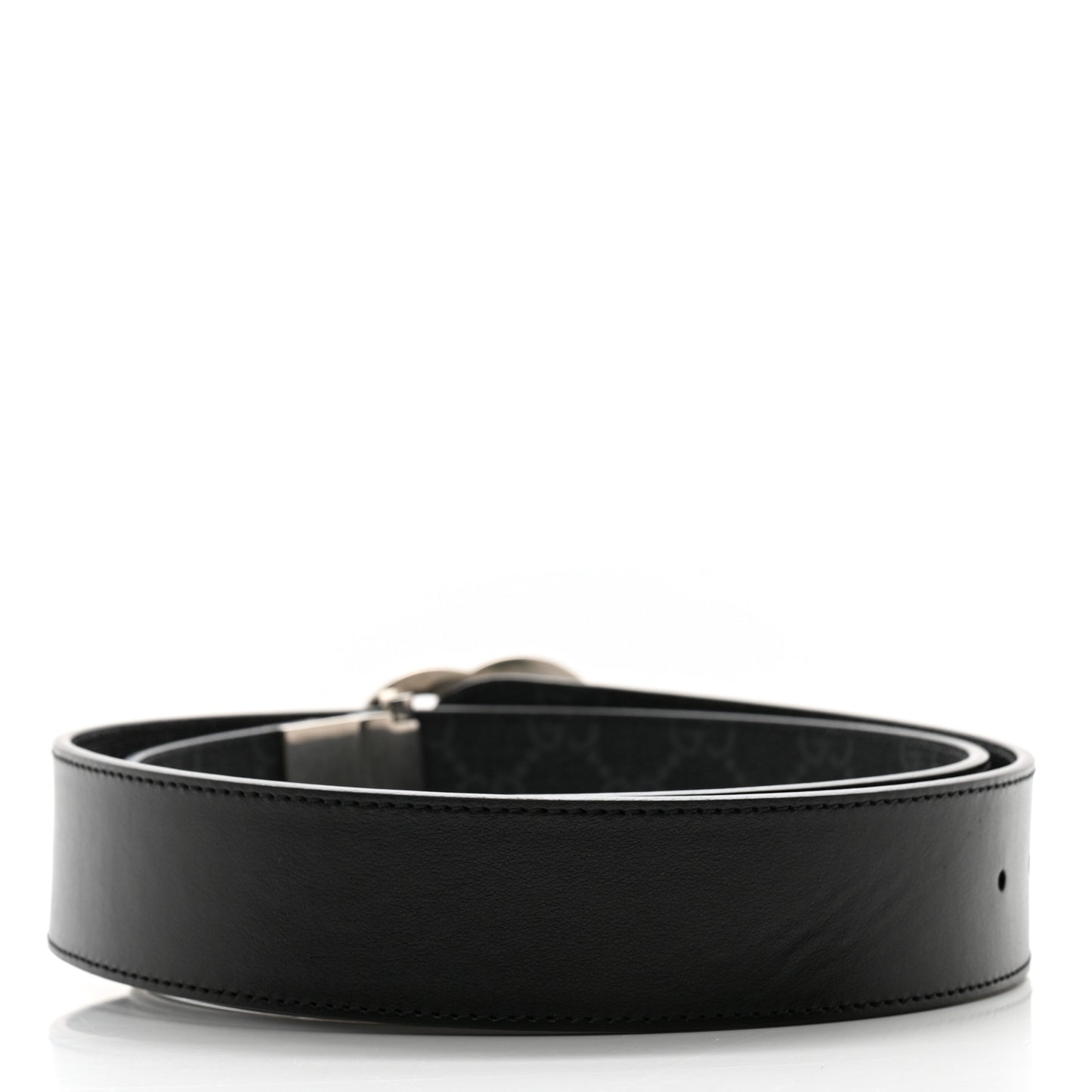 GG Supreme Monogram Plutone Calfskin Palladium Double G Reversible 37mm Belt 90 36 Black