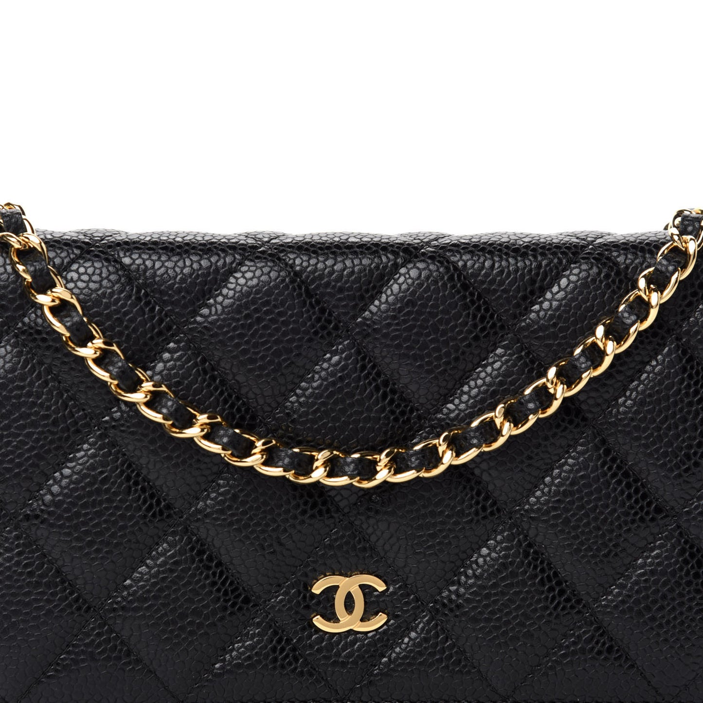 Caviar Quilted Wallet On Chain WOC Black