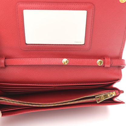 Prada Saffiano Metal Flap Wallet With Strap Fuoco 5 of 15