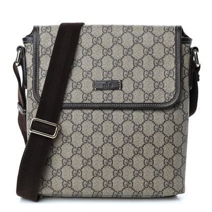 Gucci GG Plus Monogram Small Flap Messenger Bag Beige Dark Brown 1 of 7