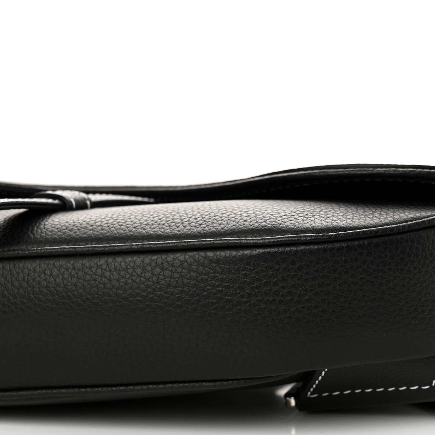 Grained Calfskin Mens Saddle Bag Black