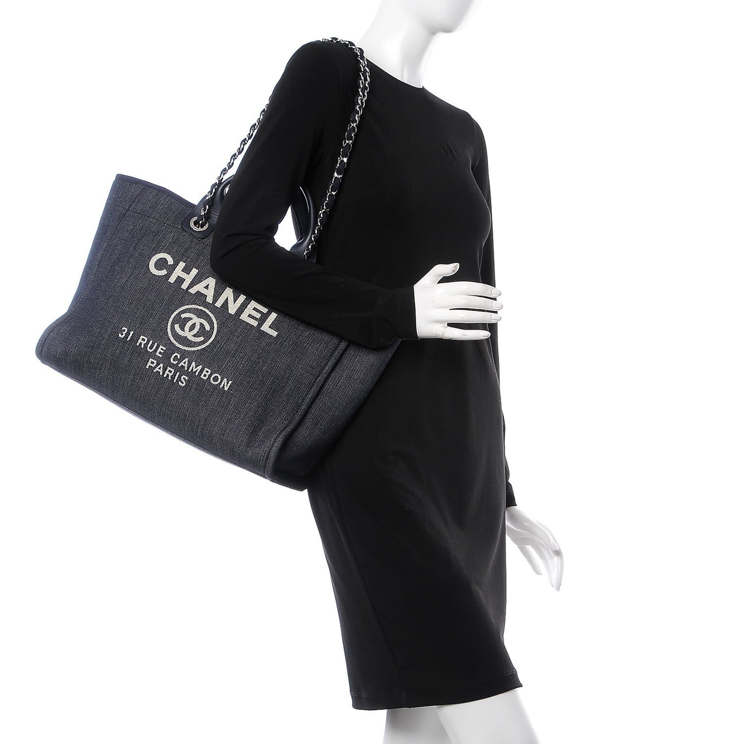 Denim Large Deauville Tote Dark Blue