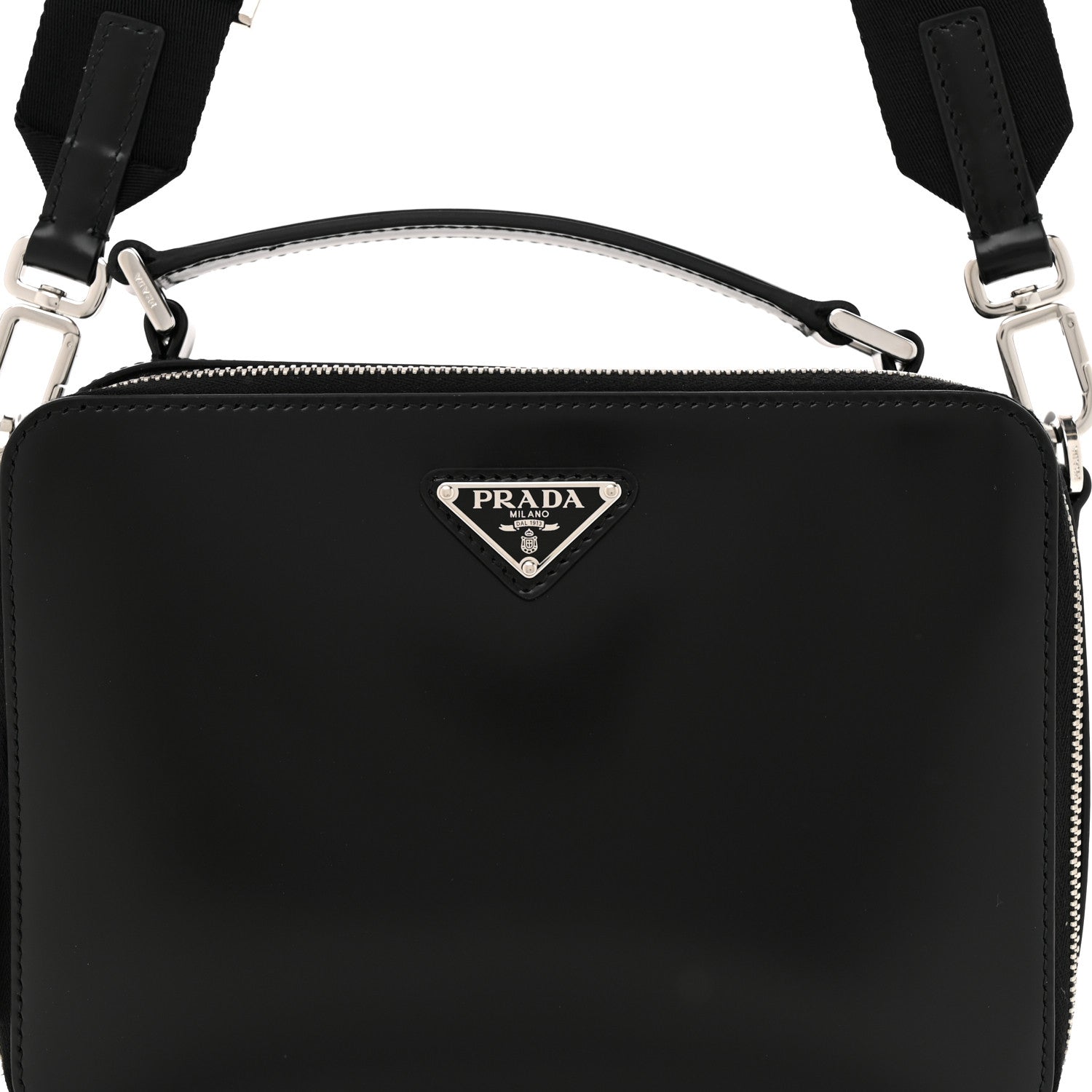 Prada Spazzolato Medium Brique Crossbody Bag Black 8 of 10