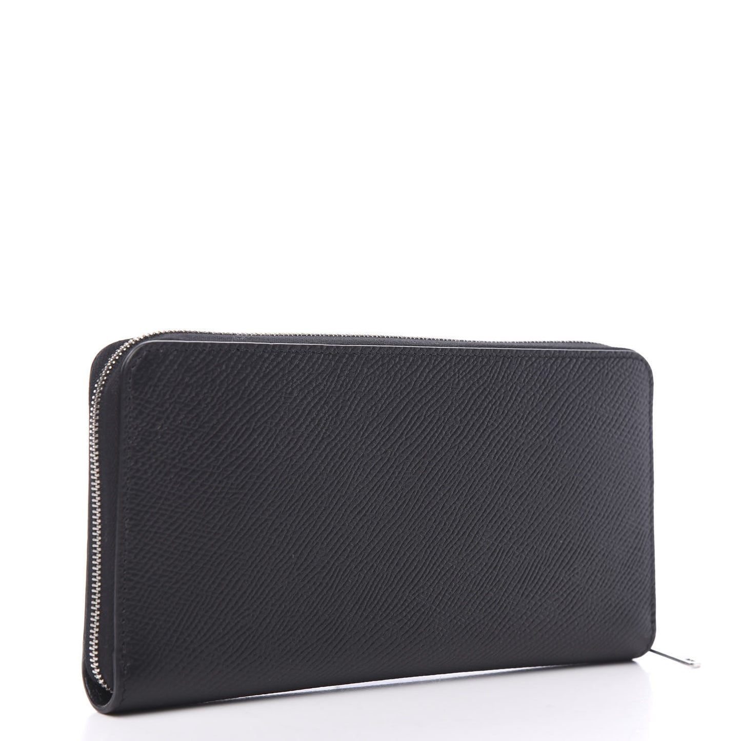 Grained Calfskin Large Zip Around Multifunction Wallet Black