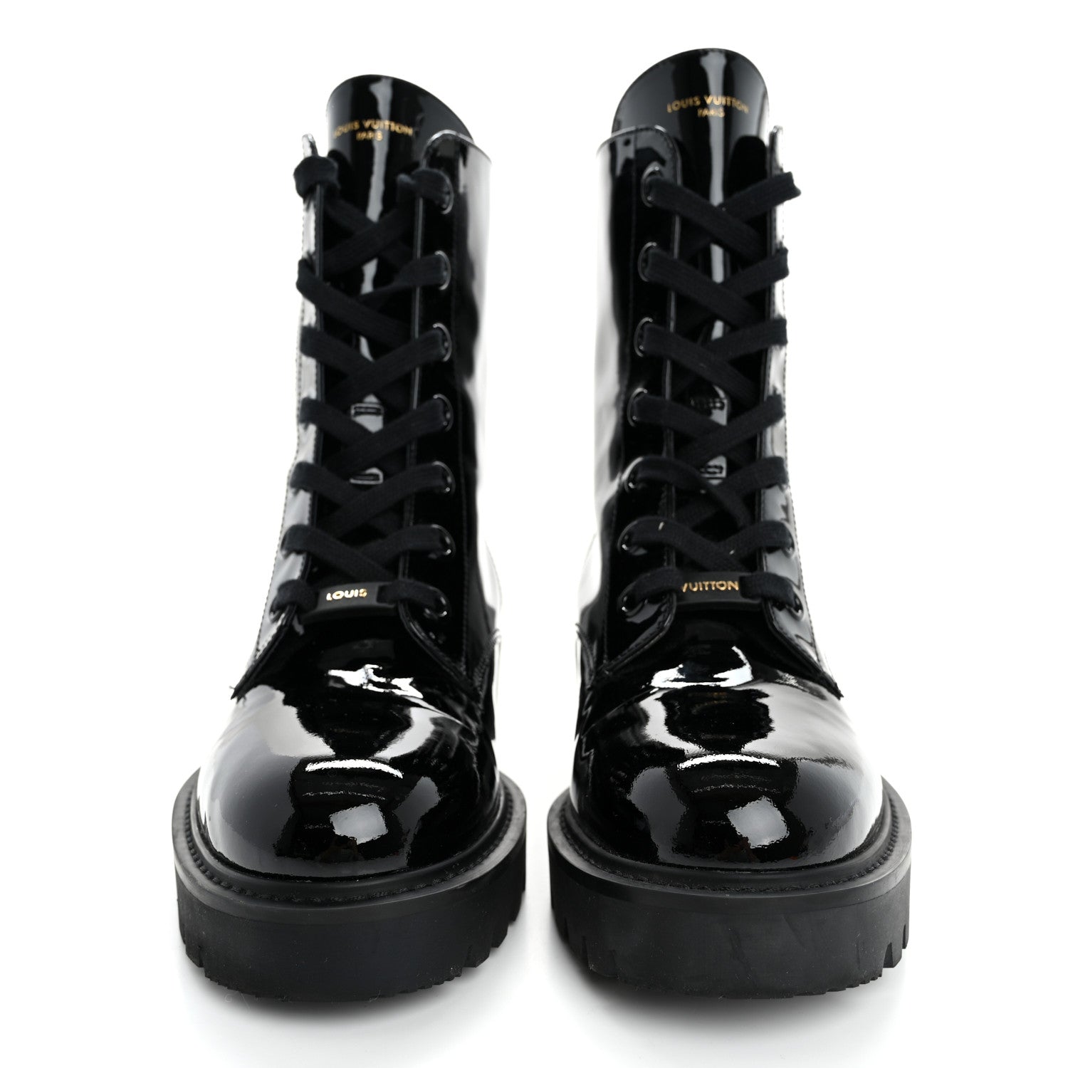 Louis Vuitton Patent Territory Flat Ranger Boots 38 Black 1639968