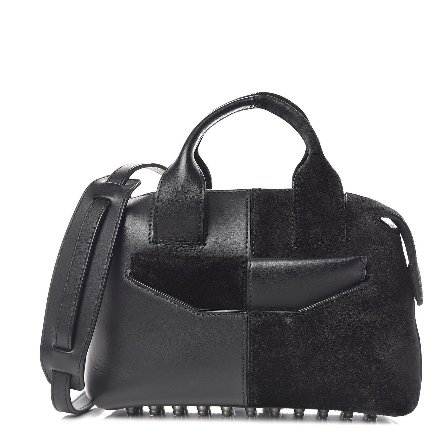 Suede Calfskin Small Rogue Satchel Black Silver Hardware