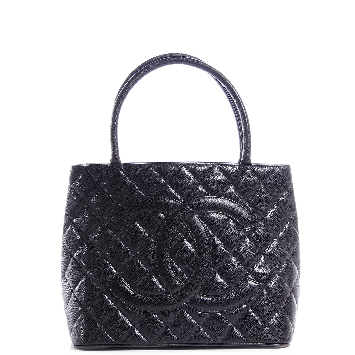 Caviar Medallion Tote Dark Brown