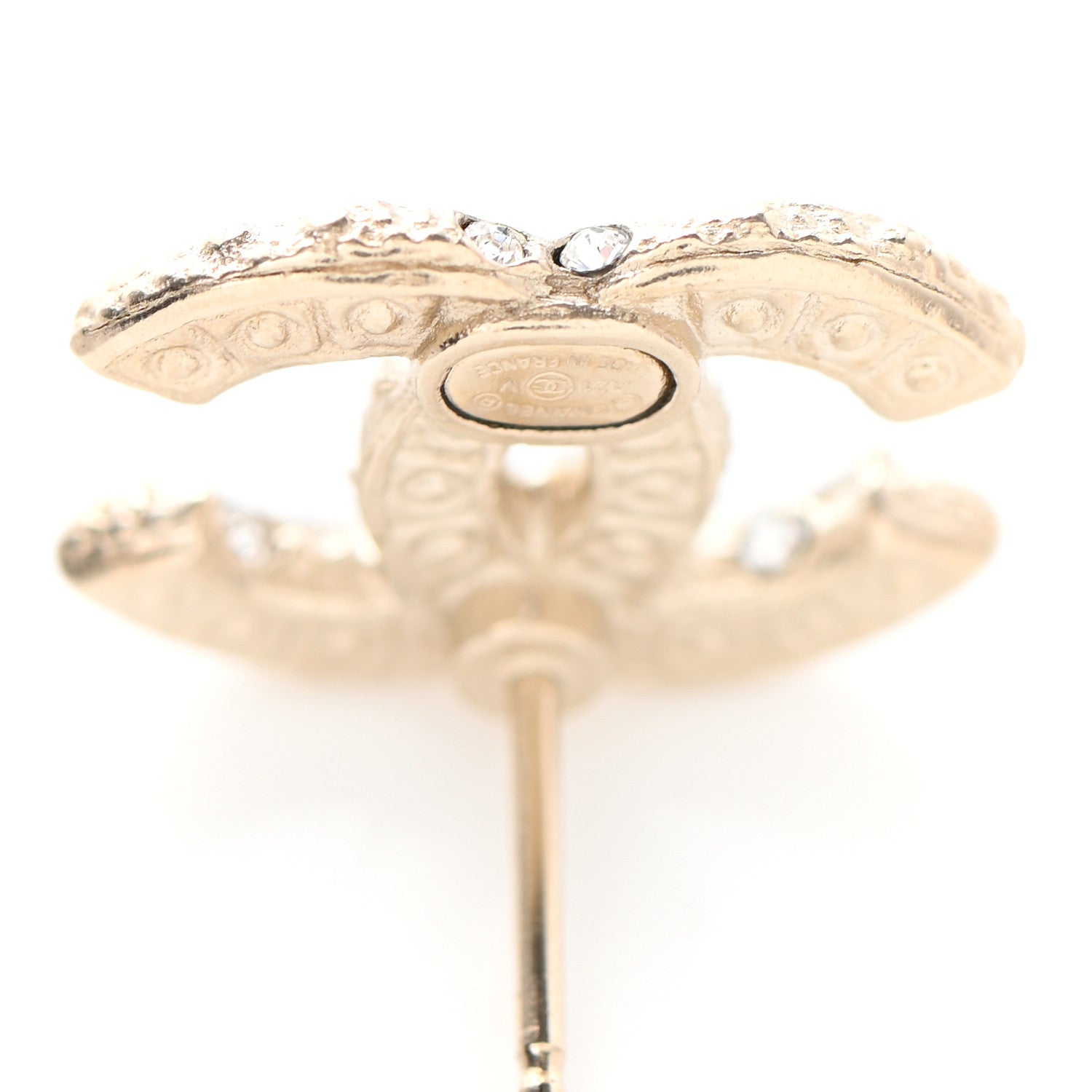 Chanel Pearl Crystal CC Earrings Light Gold 6 of 6