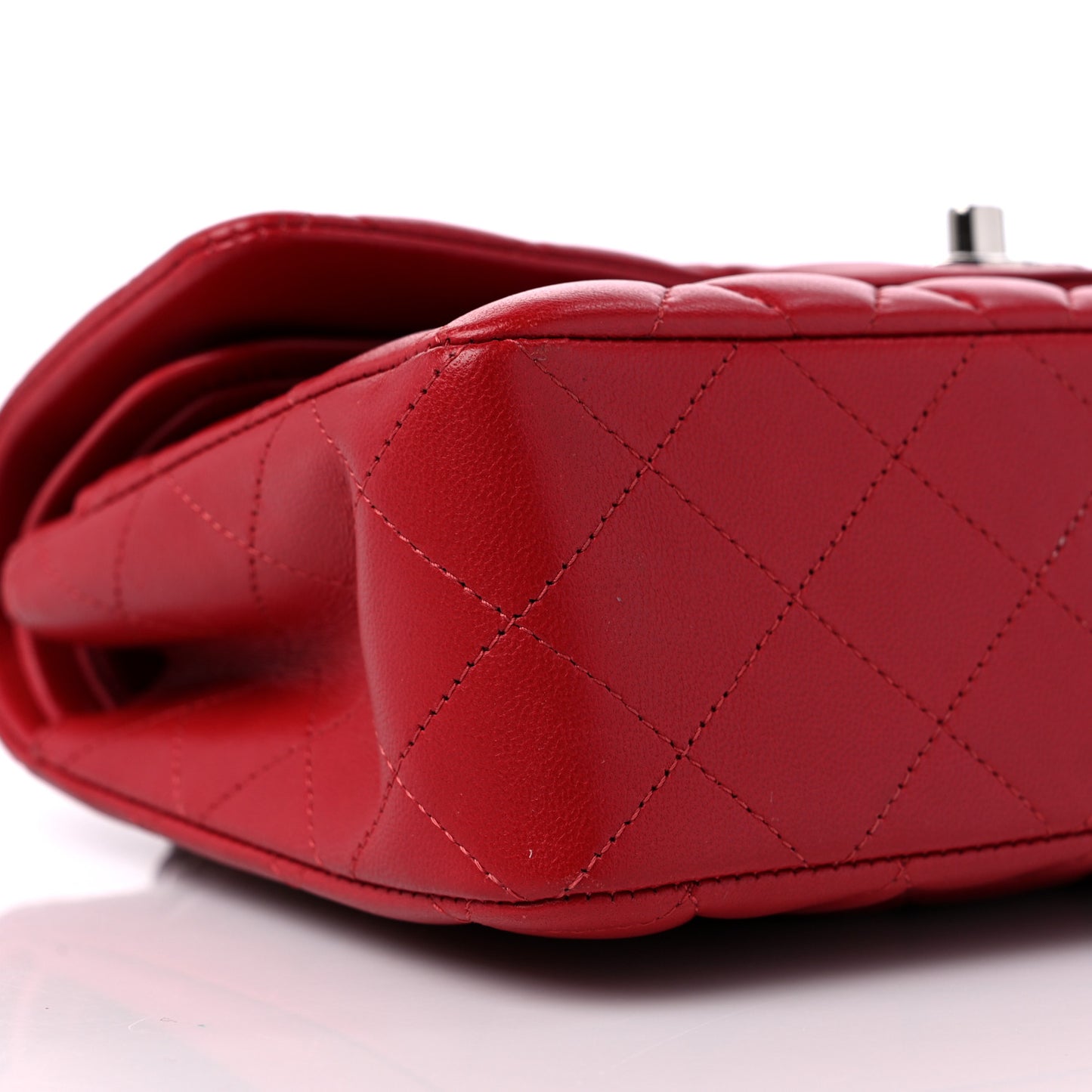 Lambskin Quilted Small Double Flap Red