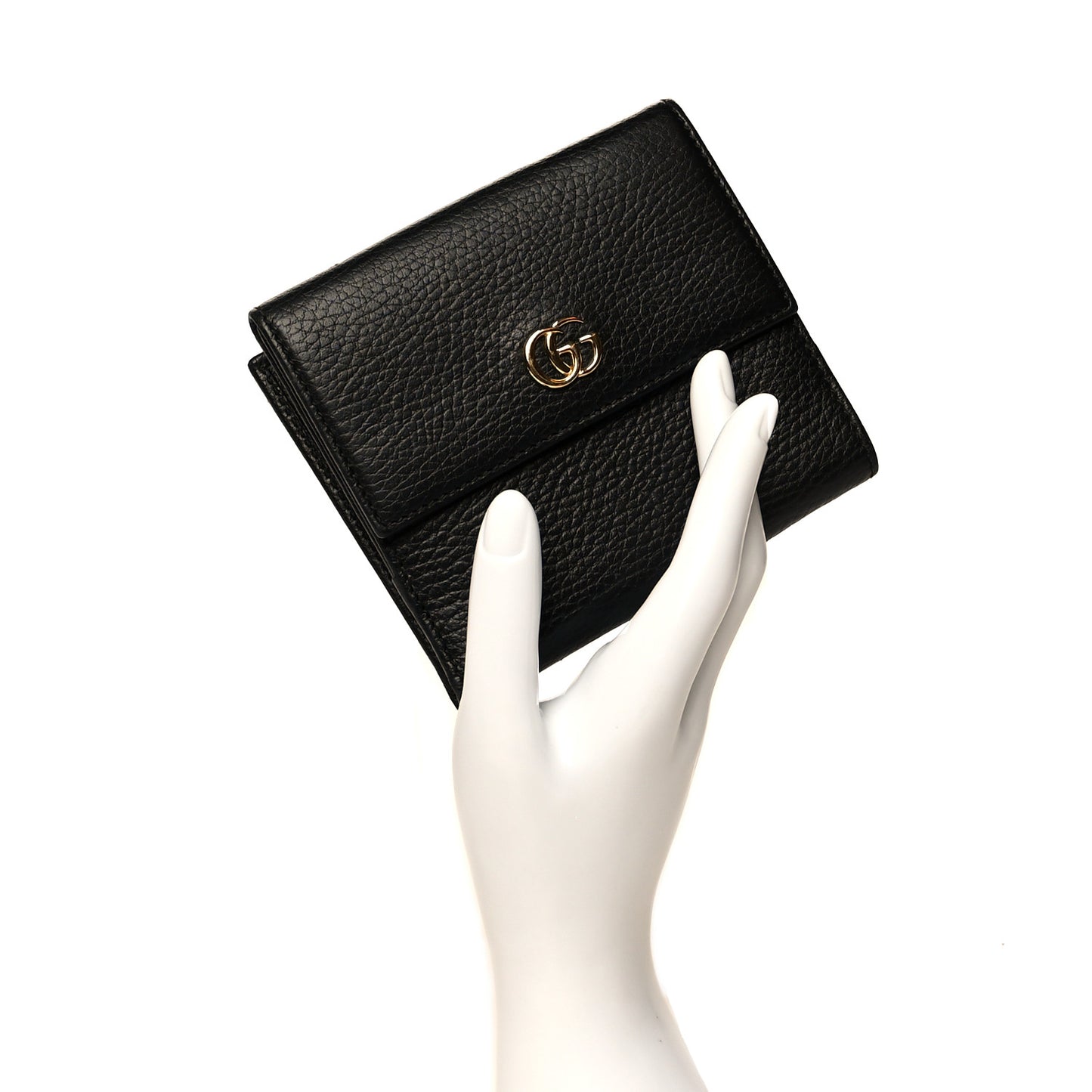 Dollar Calfskin Double G French Flap Wallet Black