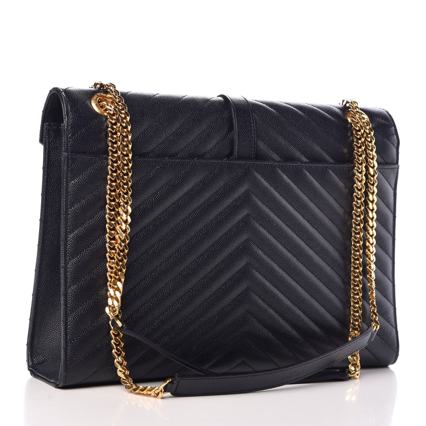 Grain De Poudre Matelasse Chevron Large Monogram Satchel Midnight Blue