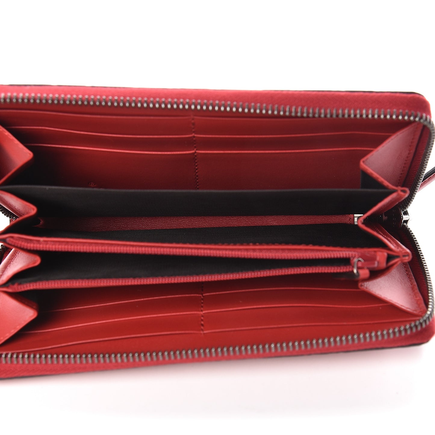 Guccissima Signature Zip Around Wallet Hibiscus Red