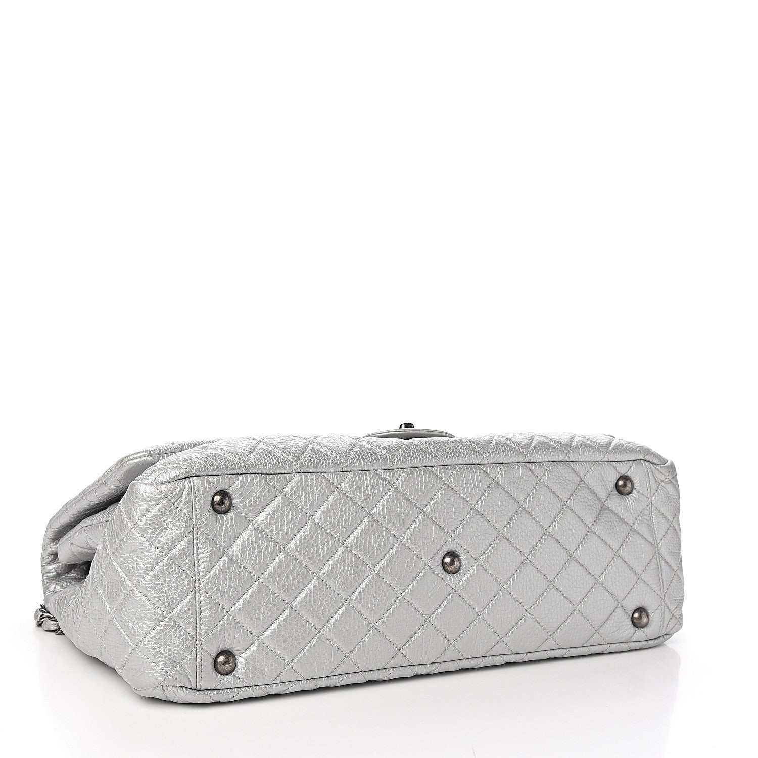 Chanel Metallic Calfskin Quilted XXL Travel Flap Bag Silver 3 of 9