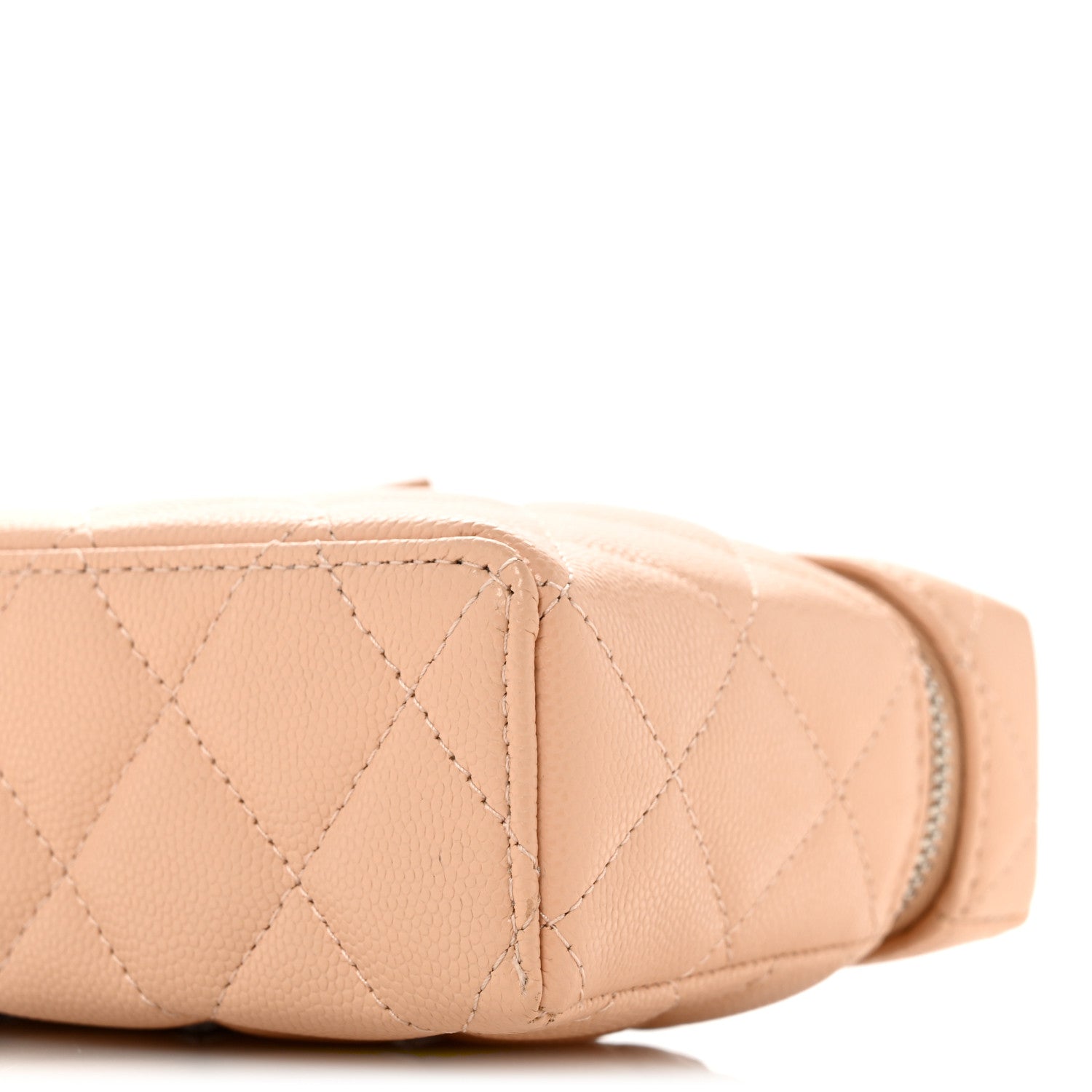 Chanel Caviar Quilted Ridged CC Top Handle Slim Vanity Case With Chain Beige 10 of 10