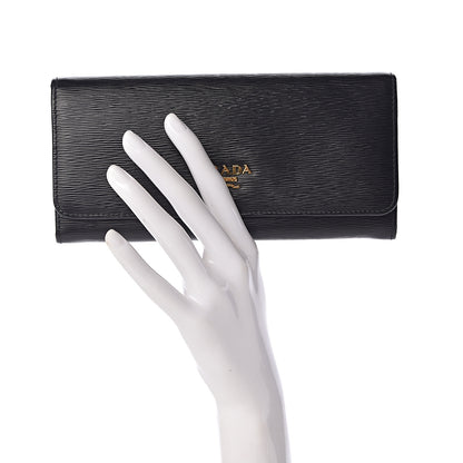 Prada Vitello Move Continental Flap Travel Wallet Black 2 of 7