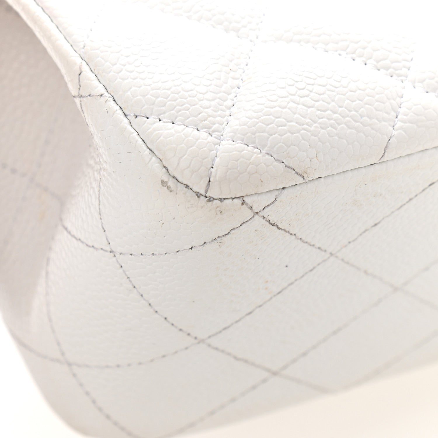 Chanel Caviar Quilted Jumbo Double Flap White 10 of 32