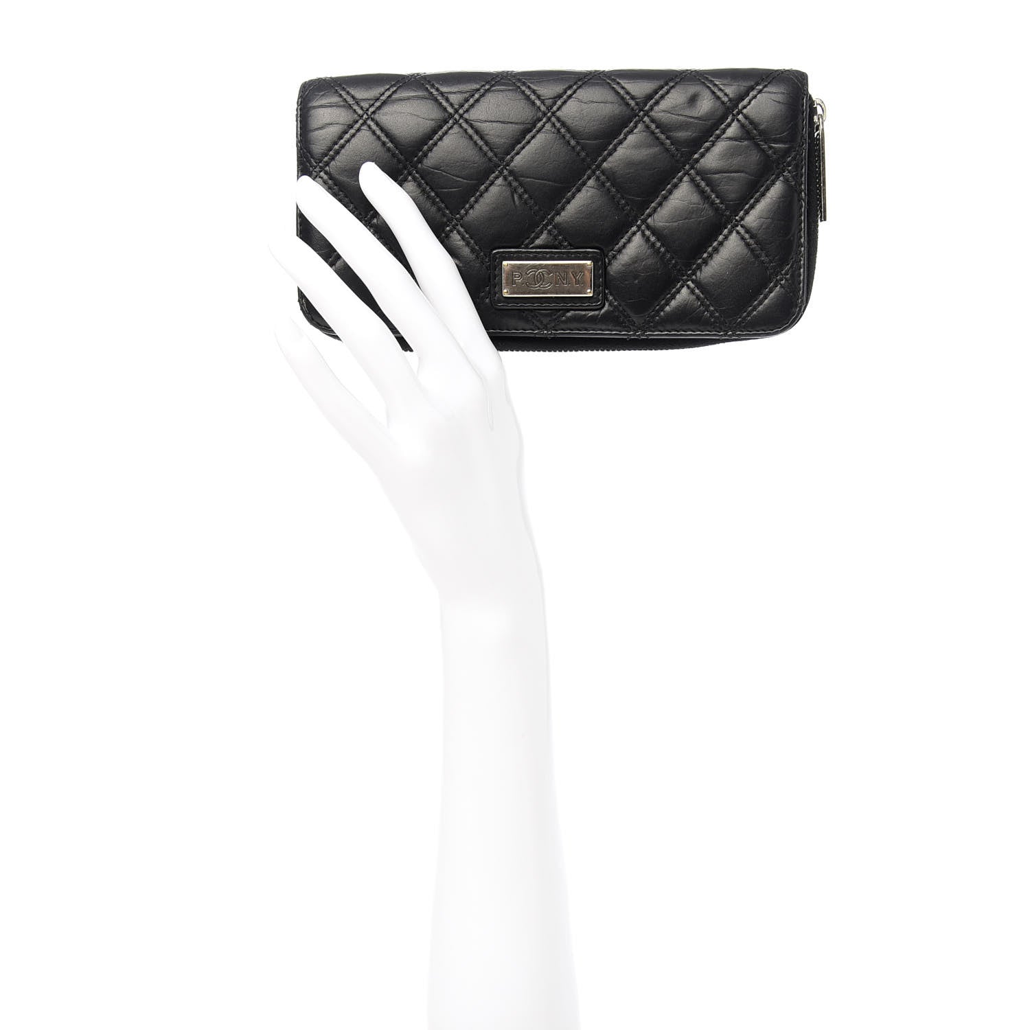 Chanel Aged Calfskin Quilted Paris New York PNY Wallet Black 2 of 10