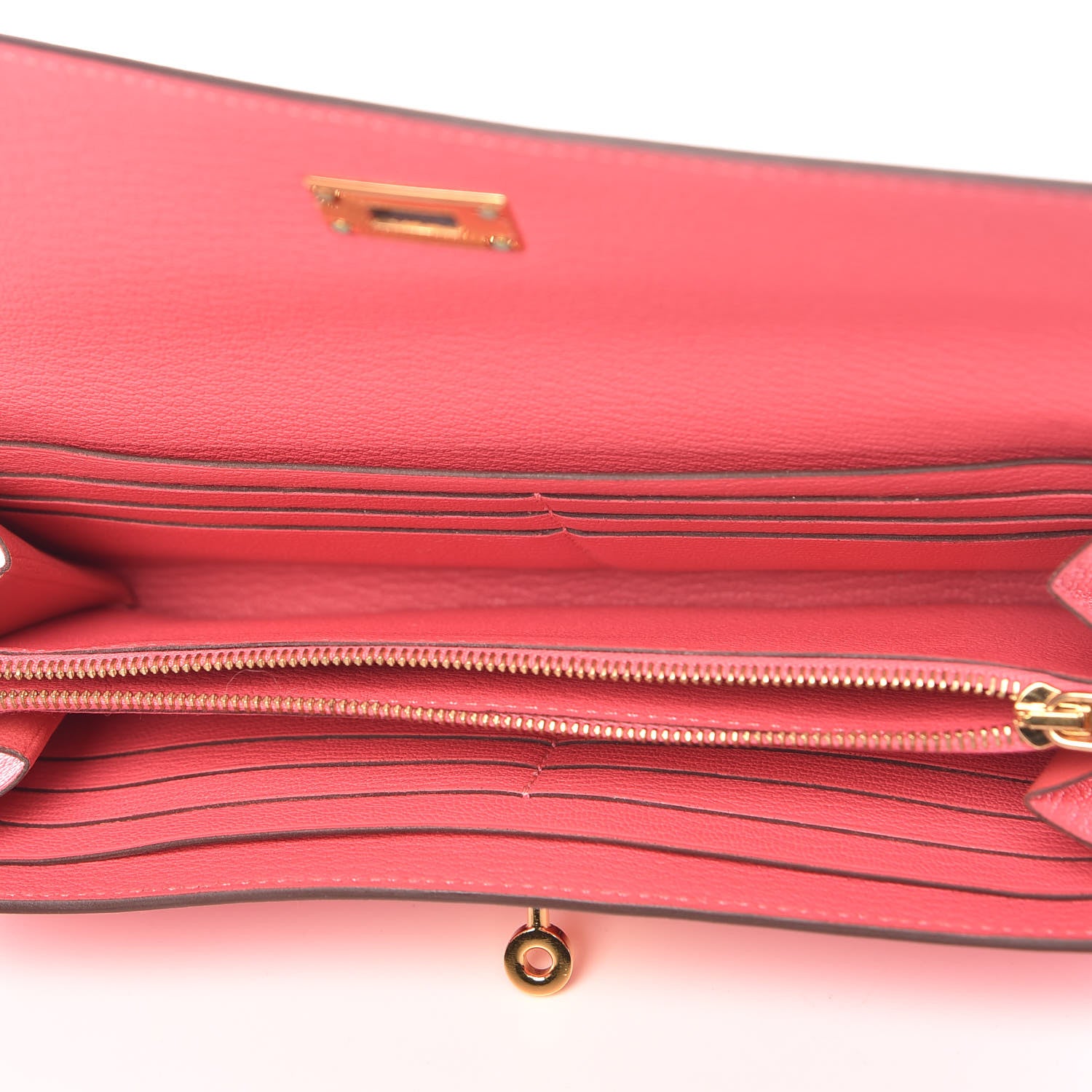 Hermes Chevre Mysore Kelly Longue Wallet Rose Lipstick 5 of 8