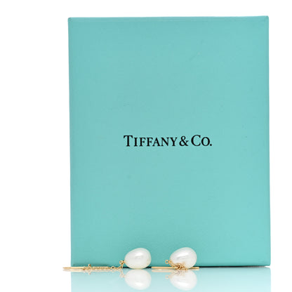Tiffany 18K Yellow Gold Cultured Pearl Elsa Peretti Pearls By The Yard Drop Earrings 4 of 4