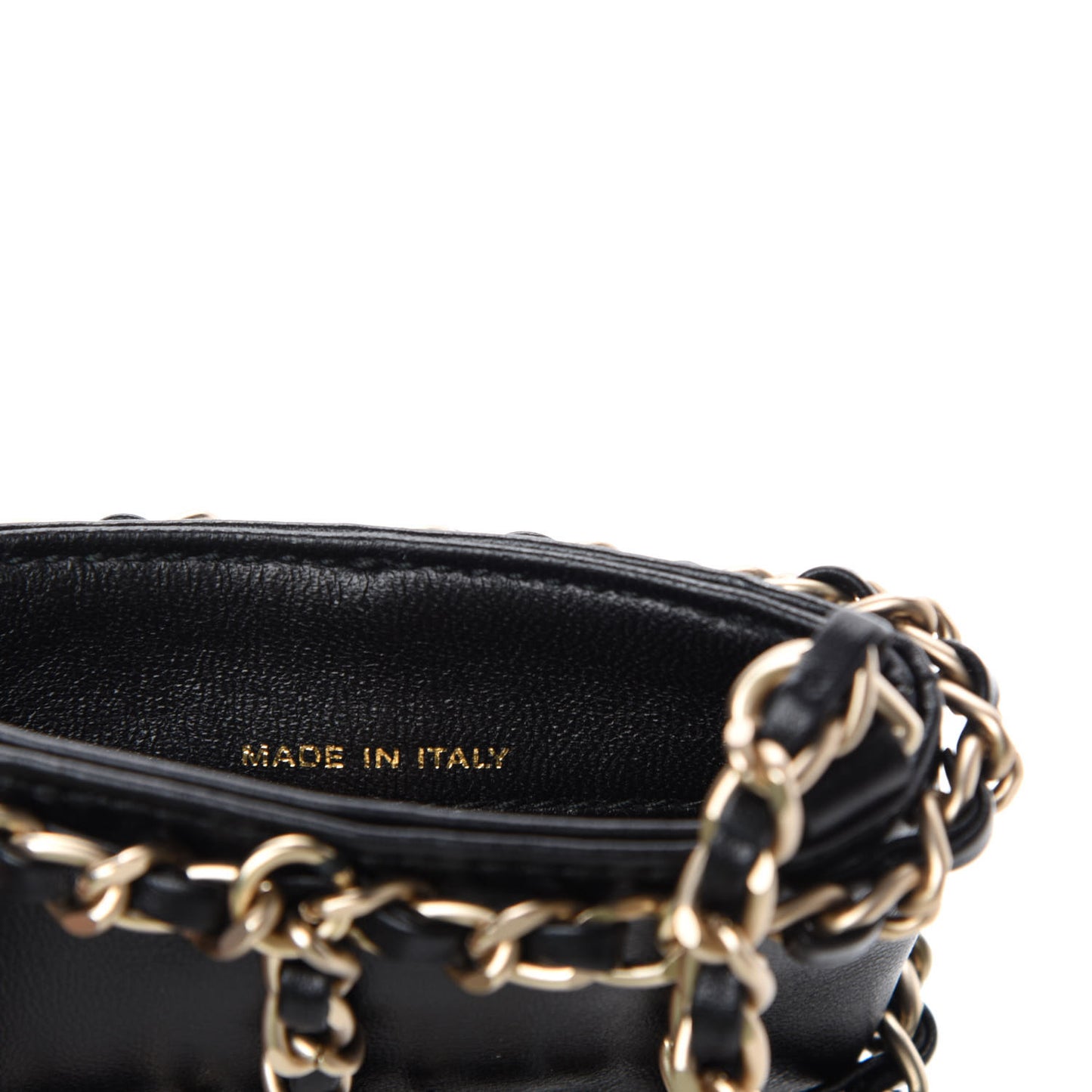 Lambskin Tech Me Out Clutch With Chain Black