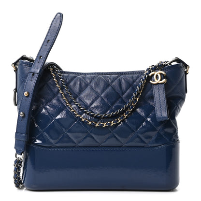 Chanel Patent Goatskin Quilted Medium Gabrielle Hobo Blue 1 of 10