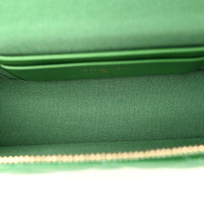 Chanel Lambskin Quilted Top Handle Slim Vanity With Chain Green 5 of 10