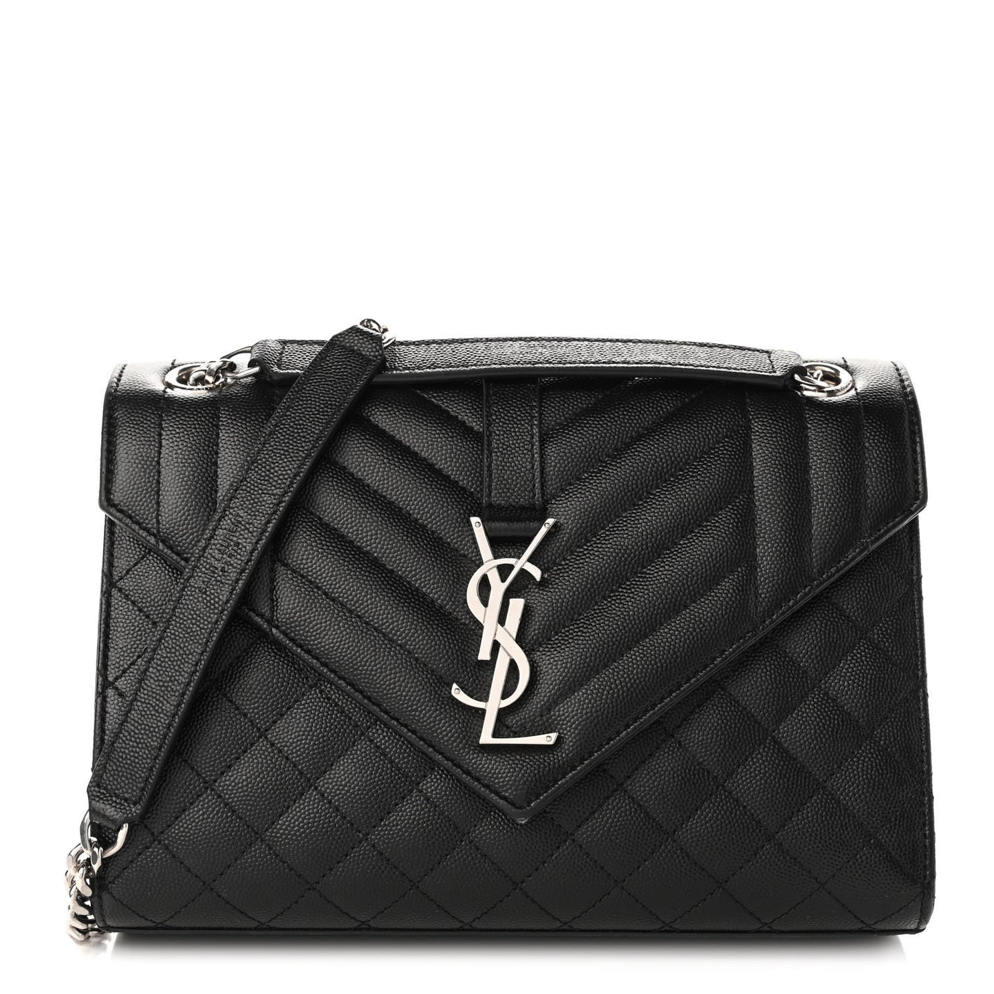 Grain De Poudre Textured Mixed Matelasse Triquilt Medium Monogram Satchel Black