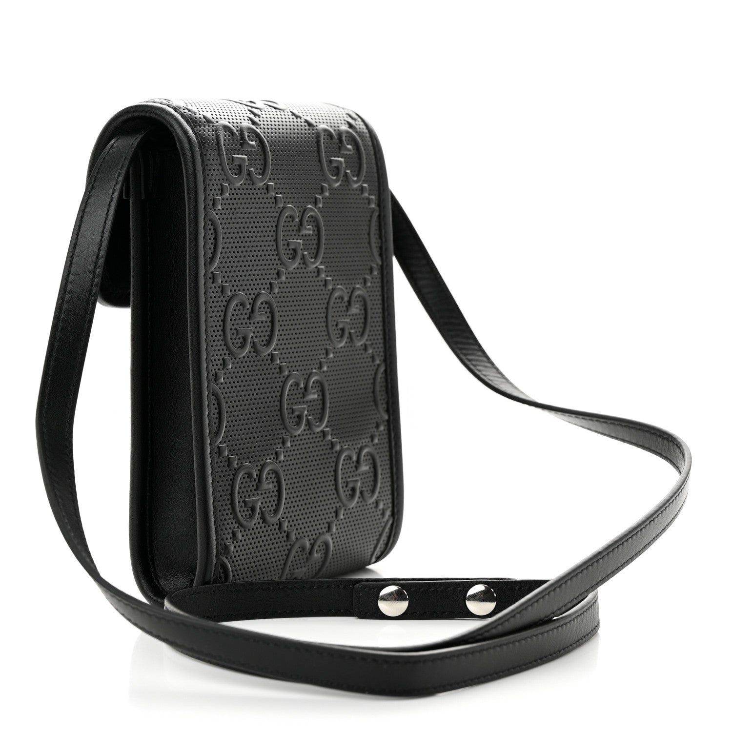 Gucci Calfskin GG Tennis Embossed Mini Crossbody Bag Black 3 of 9