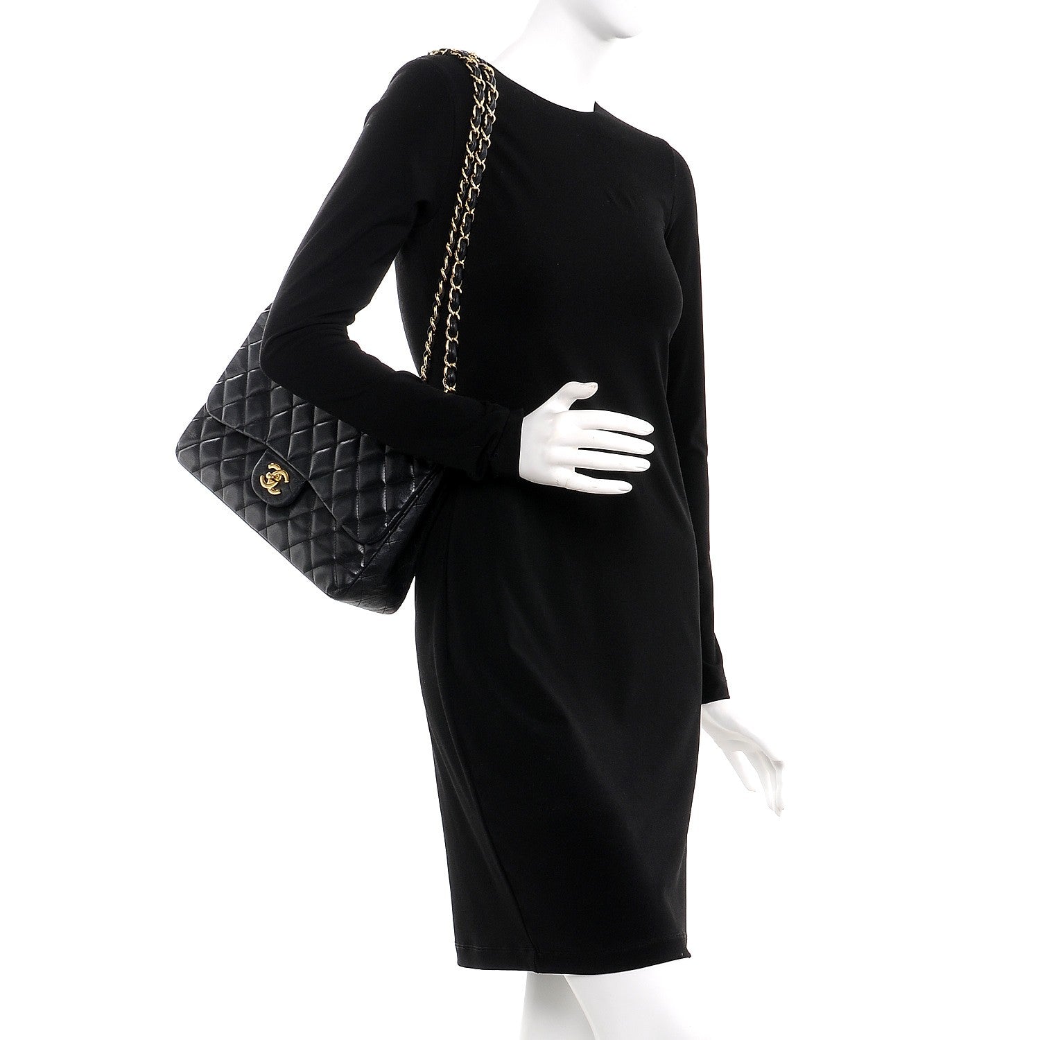 Chanel Lambskin Quilted Jumbo Single Flap Black 2 of 13