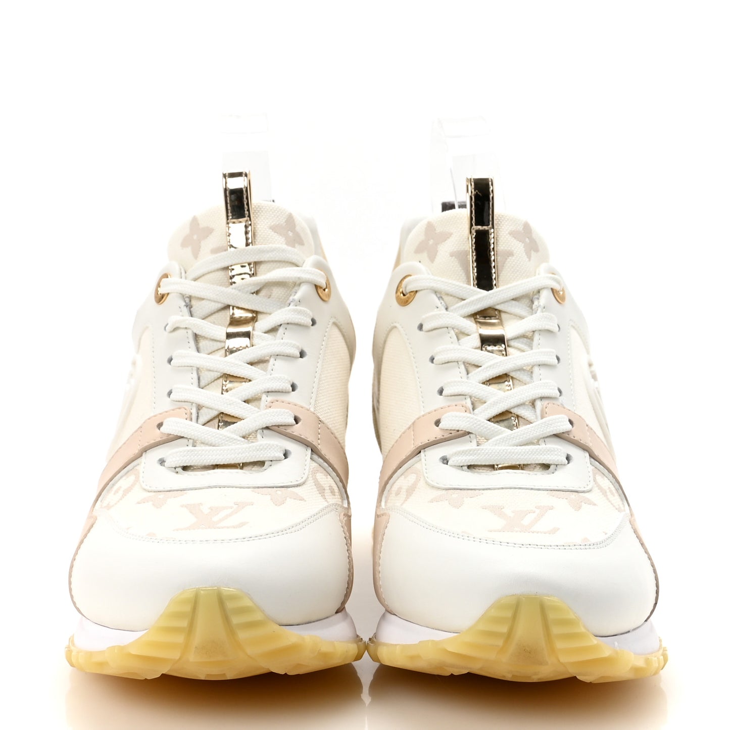 Monogram Calfskin Run Away Sneakers 40.5 Beige Gold