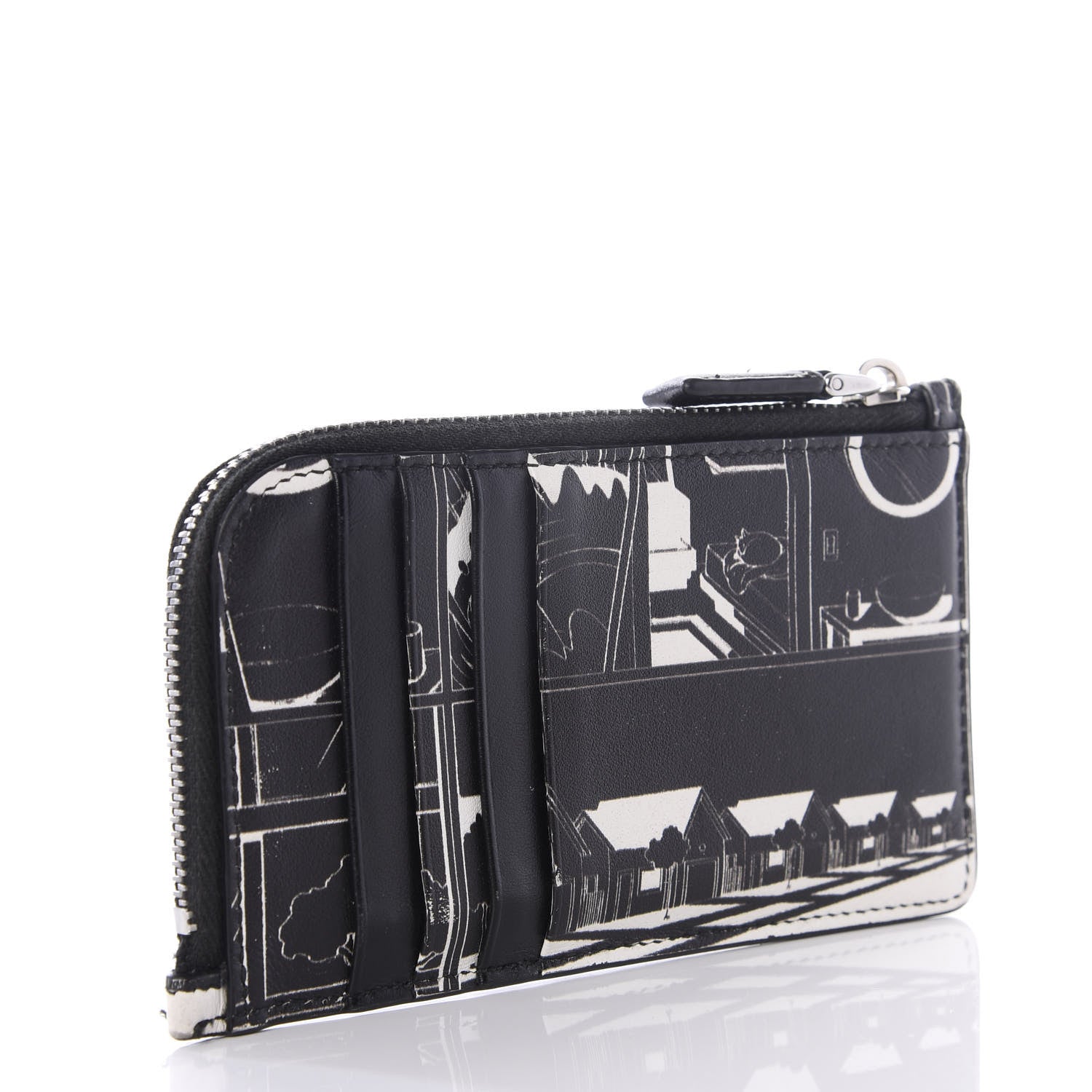 Prada X JAMES JEAN Vitello Comic Print Zip Card Holder Black