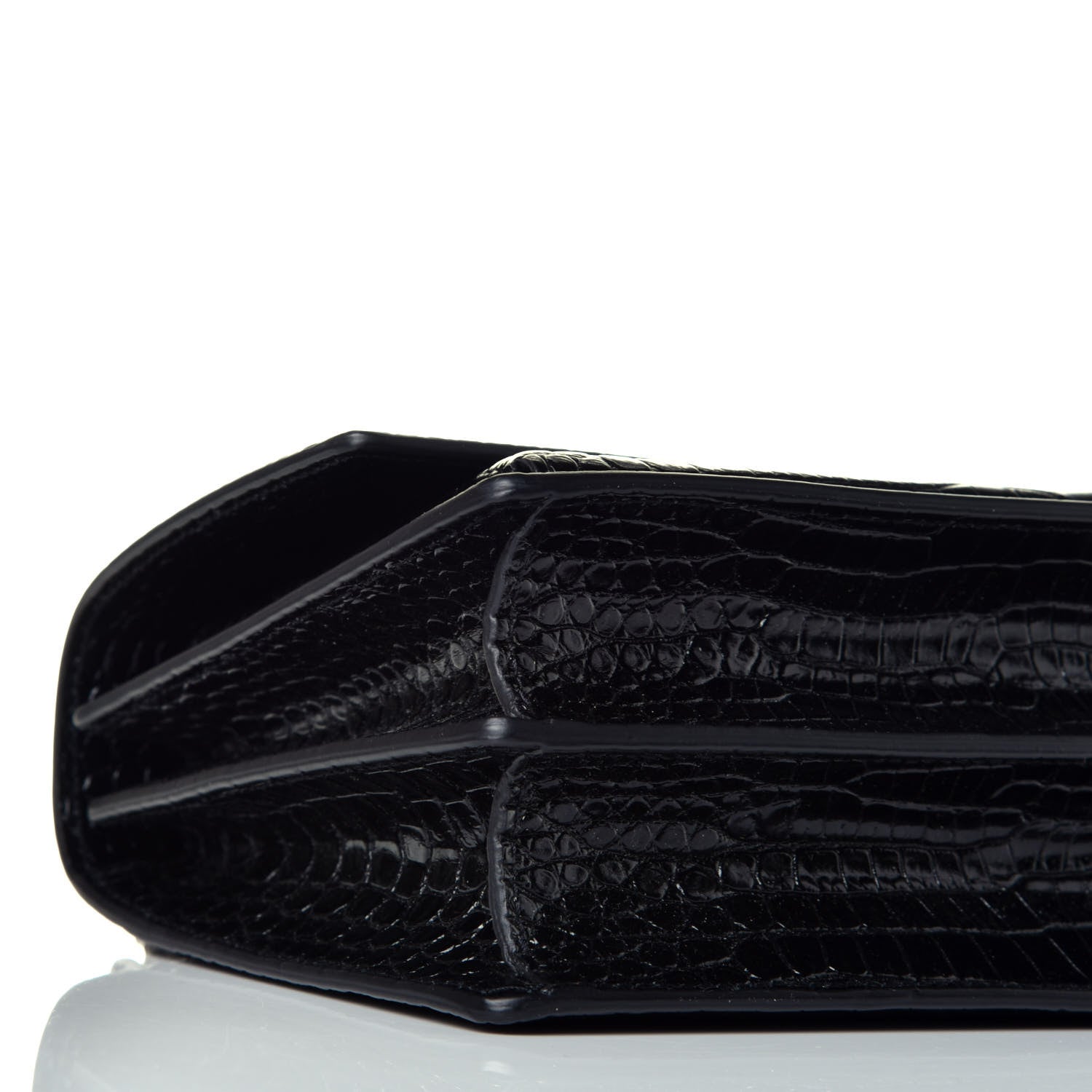 Saint Laurent Calfskin Crocodile Embossed Medium Monogram Sunset Black 7 of 8
