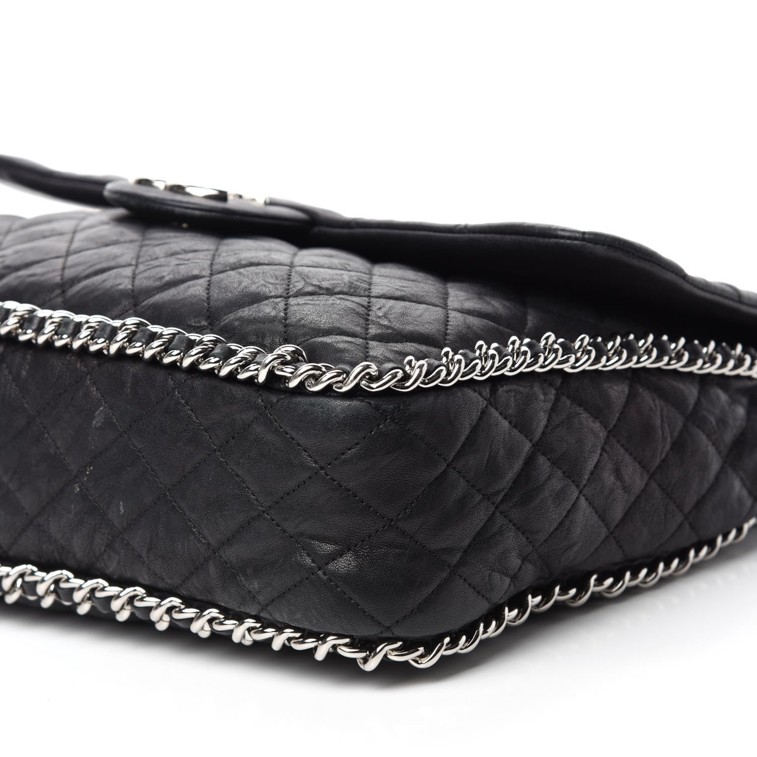Chanel Washed Lambskin Quilted Maxi Chain Around Flap Black 7 of 10