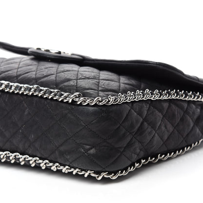Chanel Washed Lambskin Quilted Maxi Chain Around Flap Black 7 of 10