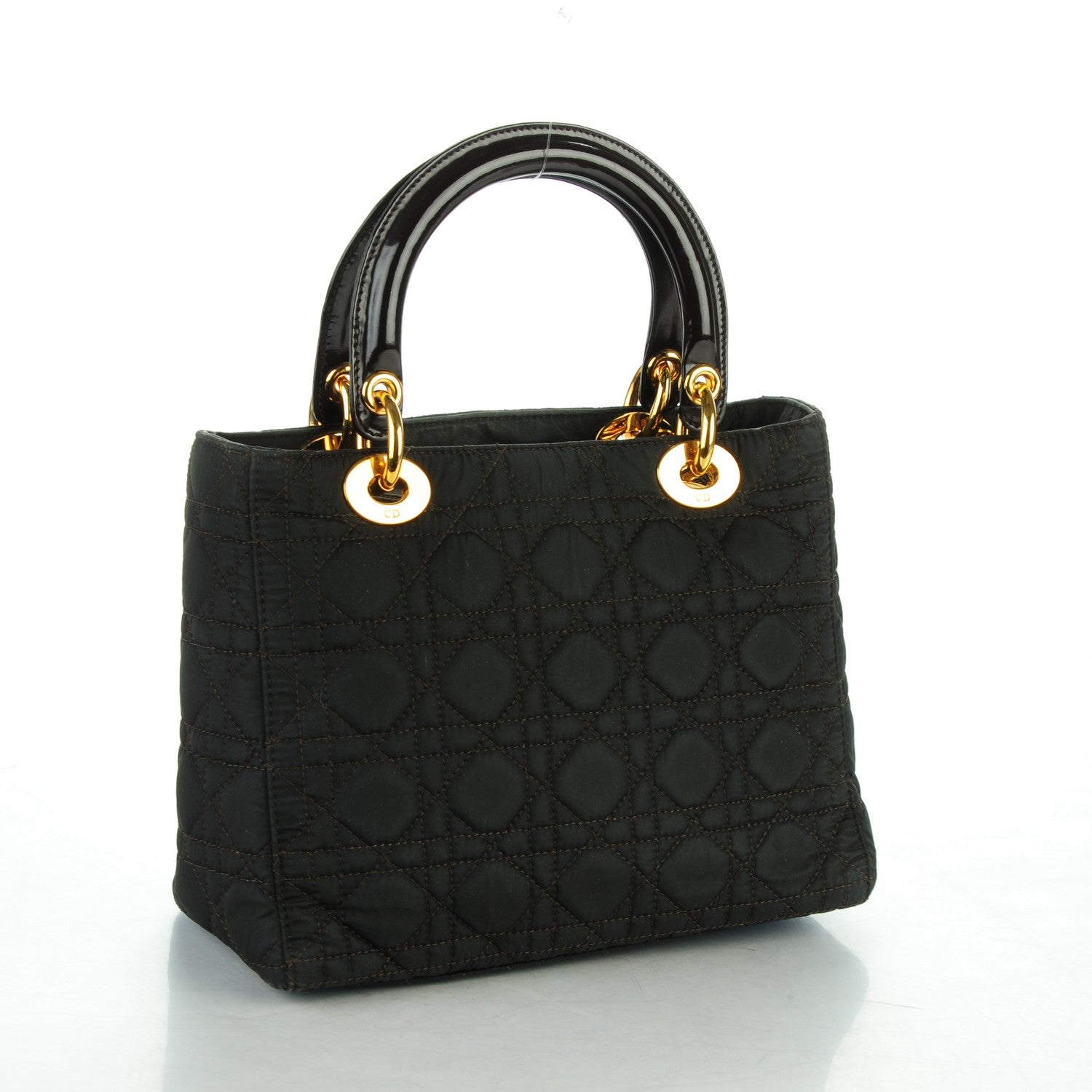 Christian Dior Nylon Cannage Medium Lady Dior Marron Fonce 3 of 9