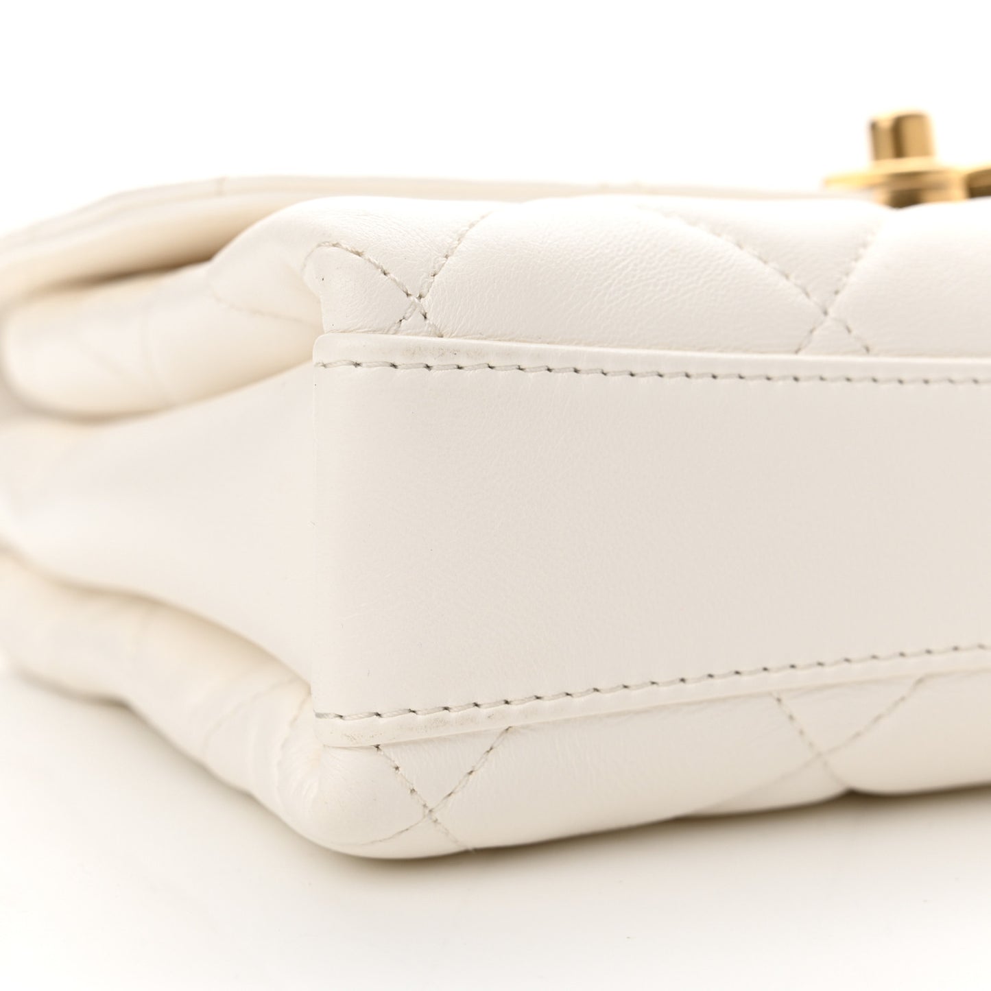 Lambskin Quilted Small CC Crystal Logo Chain Flap White