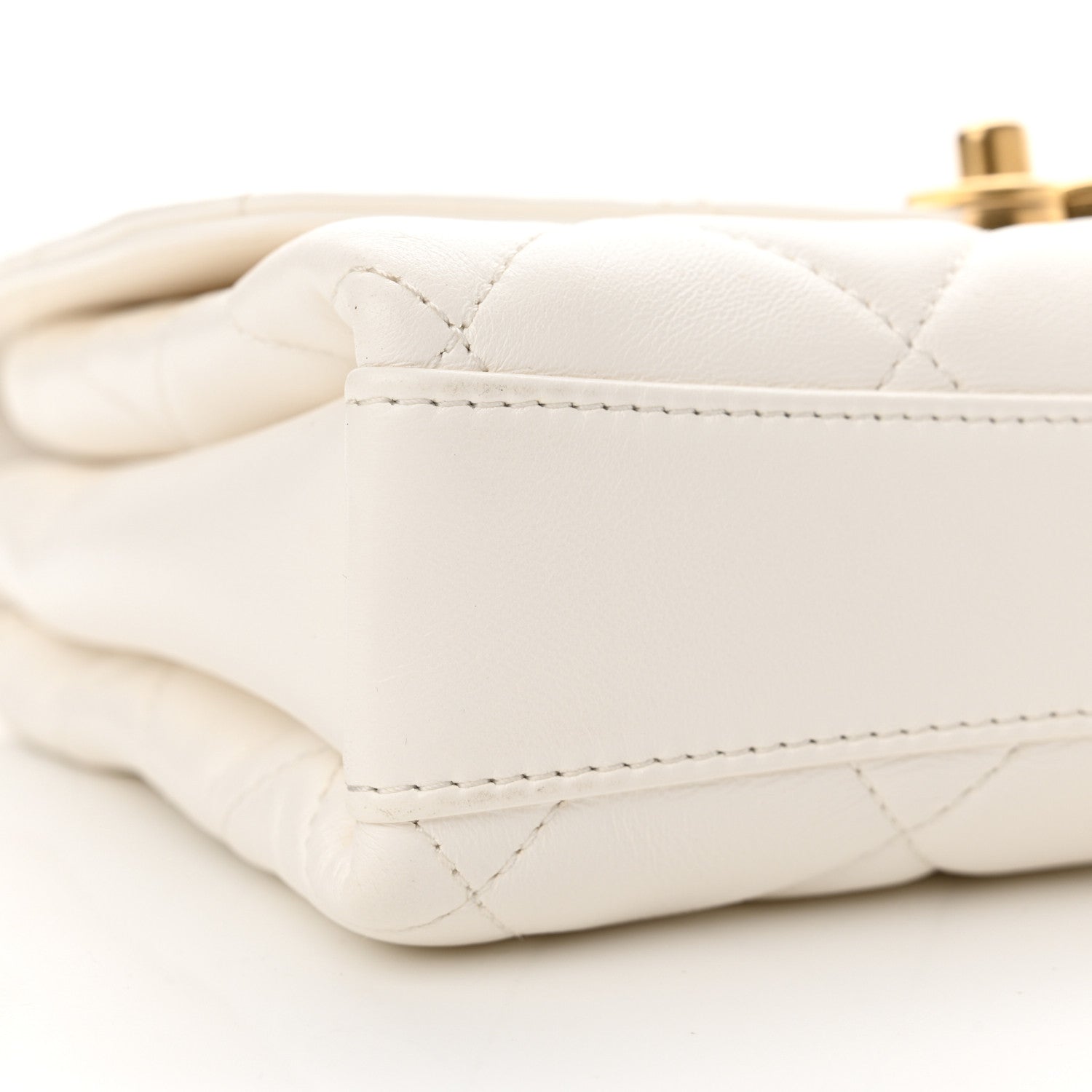 Chanel Lambskin Quilted Small CC Crystal Logo Chain Flap White 9 of 10