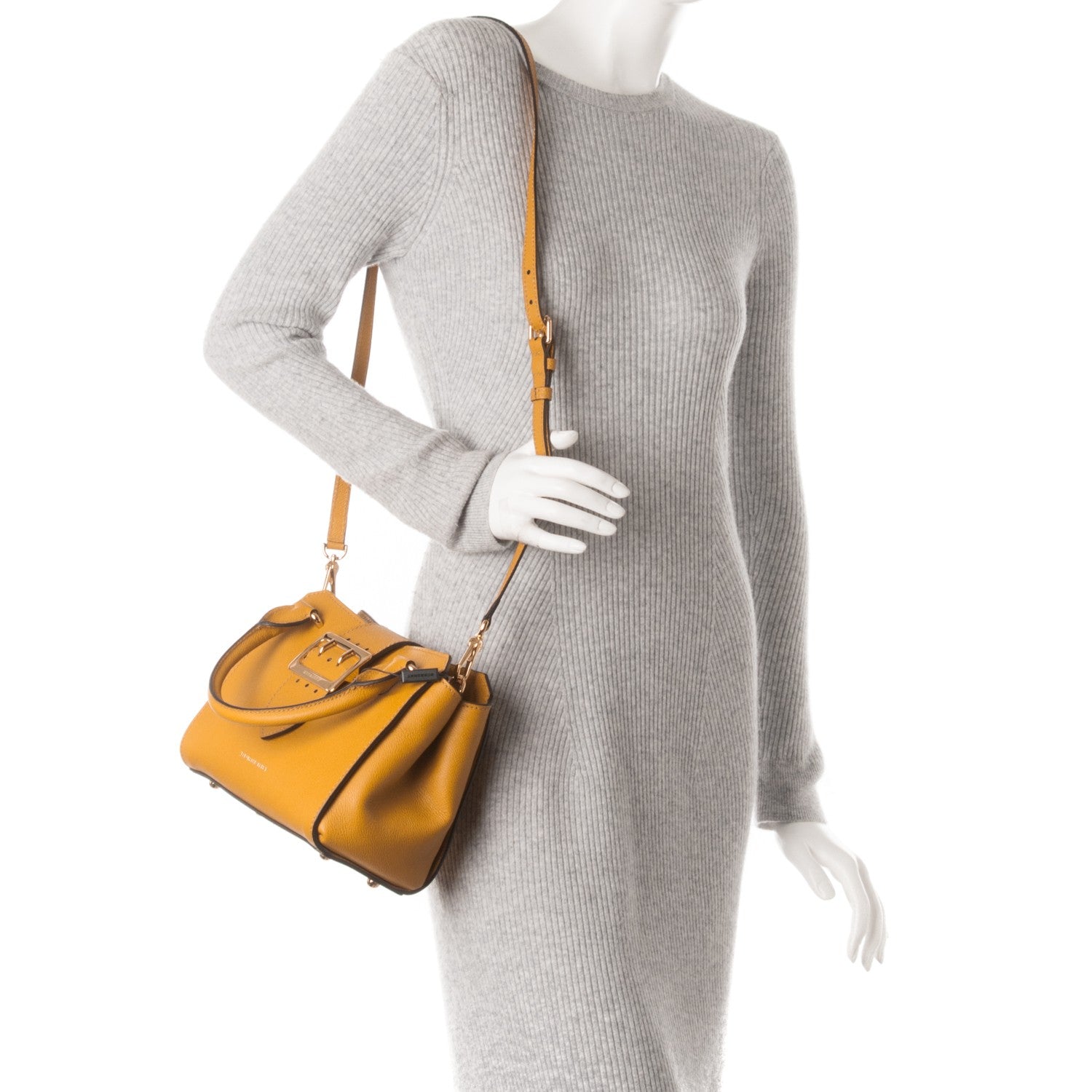 Burberry Soft Grain Calfskin Small Buckle Tote Bright Straw 4 of 10
