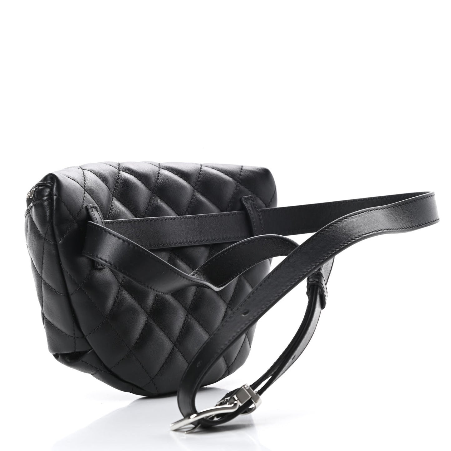 Calfskin Quilted Waist Belt Bag Black